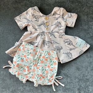 Jane + Jo Dinosaur Tunic and Bloomers Set Size 6-9 Months